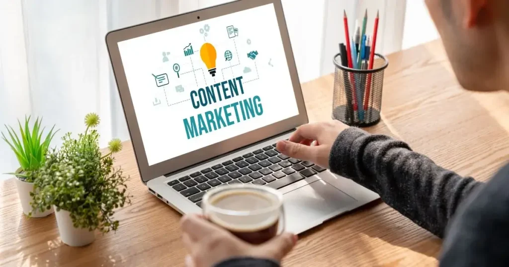 Content Marketing Is Written on a Laptop 