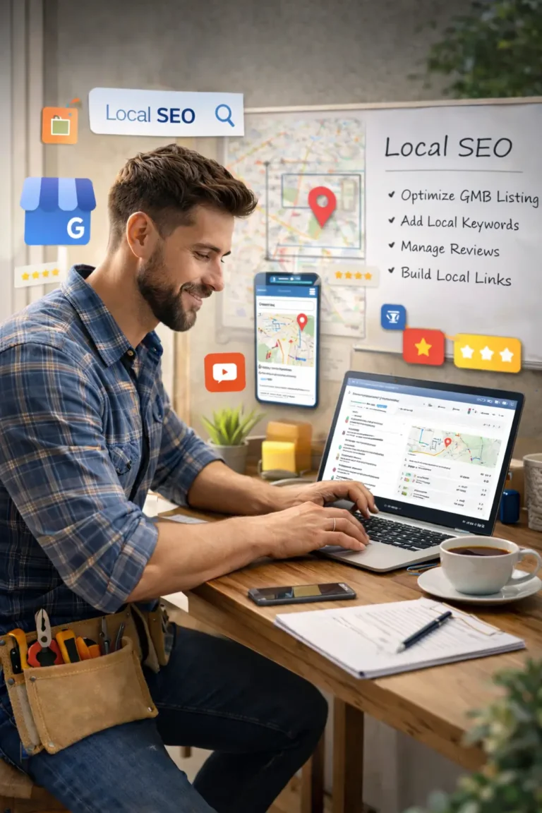 A man is doing Local SEO for local home service business