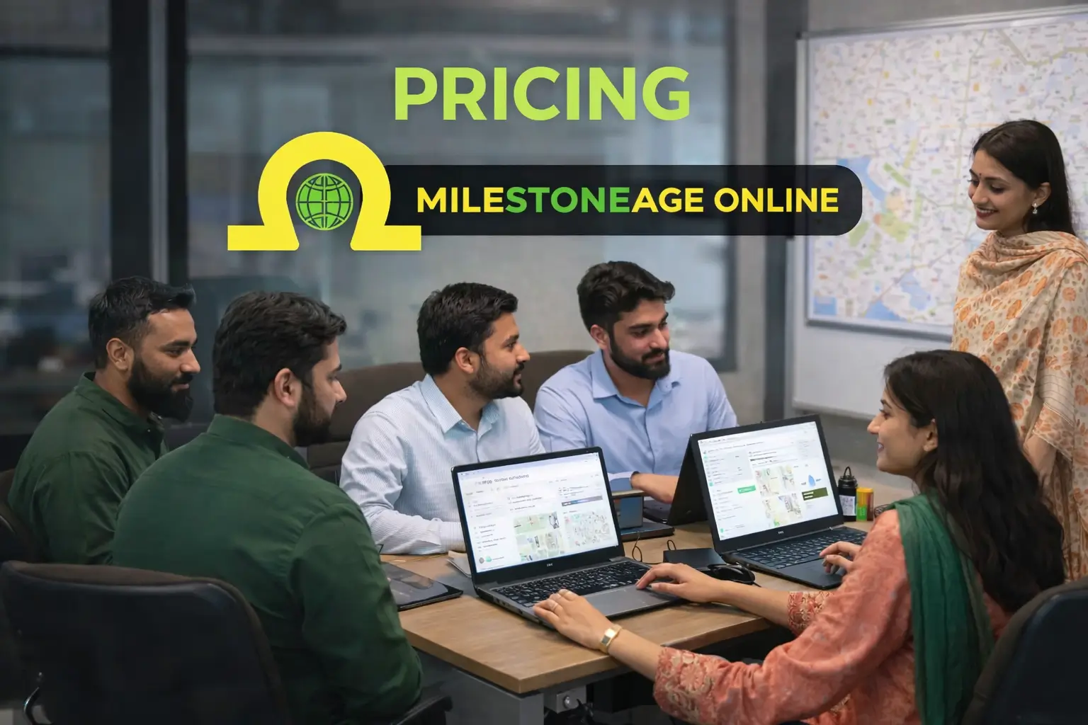 Pricing of Milestone Age Online with an office look with members