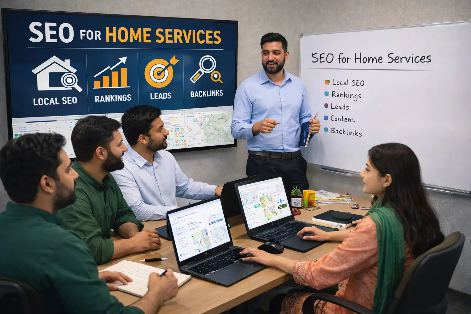 a team doing SEO for home services