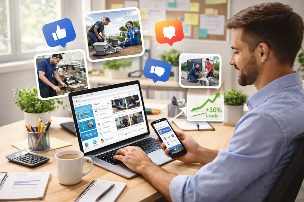 man doing Social Media for home services businesses