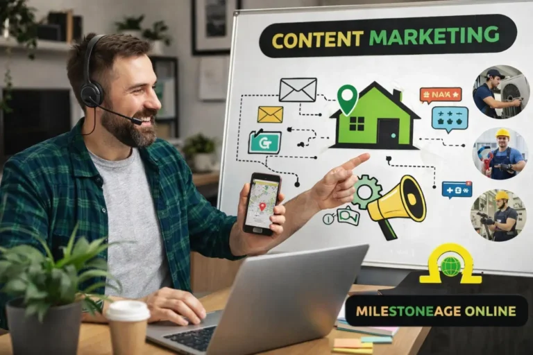 man doing content marketing for local home services businesses