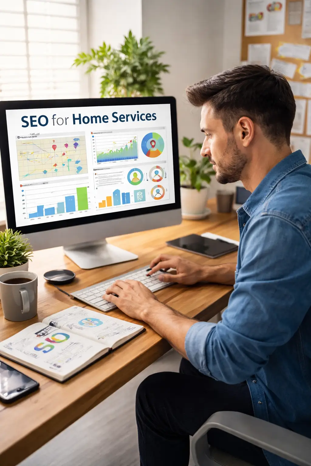 man in a process of doing SEO for Home services