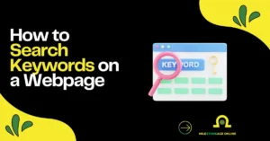 How to search keywords on a webpage using a keyword search graphic and magnifying glass.