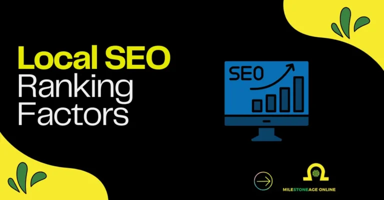 Local SEO ranking factors infographic showing SEO growth on a computer monitor.
