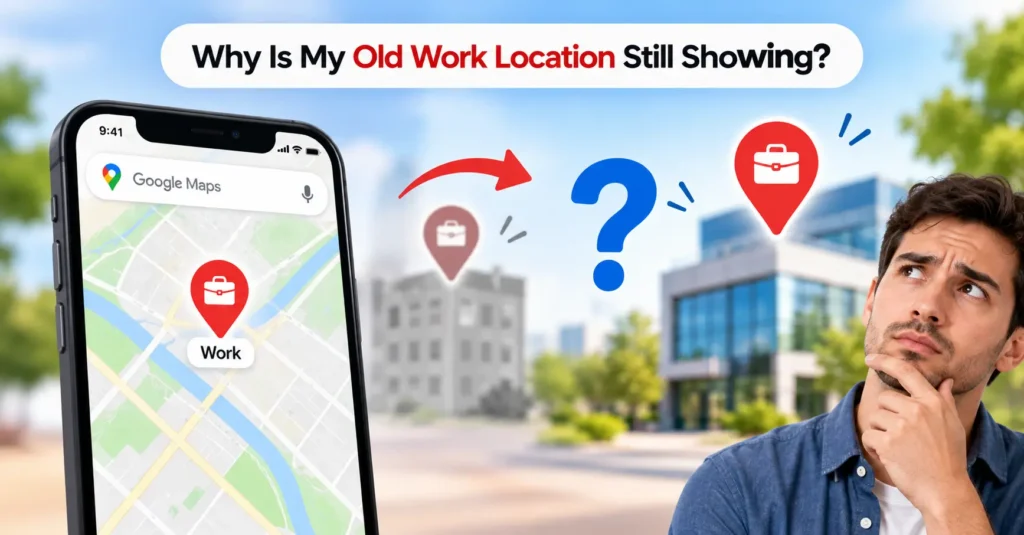 Why an old work location still appears on Google Maps.