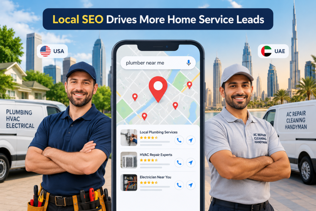Local SEO for home service businesses in the USA and UAE with Google Maps and service listings