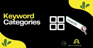 Keyword Categories graphic showing a search icon and category grid.